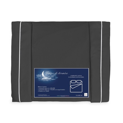 LAKENSATZ aus weicher Mikrofaser EINFARBIG DUNKELGRAU Doppelt 2 QUADRATE ohne Bügeleisen