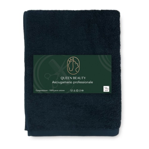 HANDTUCH HANDTUCH FROTTEE SCHWARZ Friseur CM. 60X100 Königin Schönheit