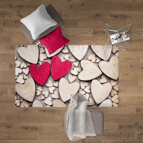 CARPET FANTASY HD chambre moderne et salon MODERN HEARTS rouge