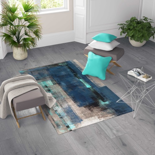 CARPET FANTASY HD chambre moderne et salon BLEU ABSTRAIT