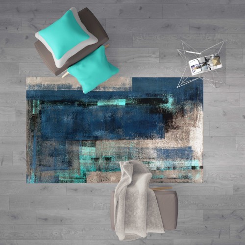 FANTASY HD TEPPICH modernes Schlafzimmer und Wohnzimmer ABSTRAKT blau