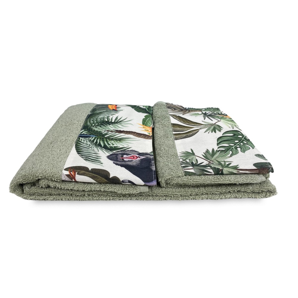 Set serviettes avec bord JUNGLE en pur coton Made in Italy