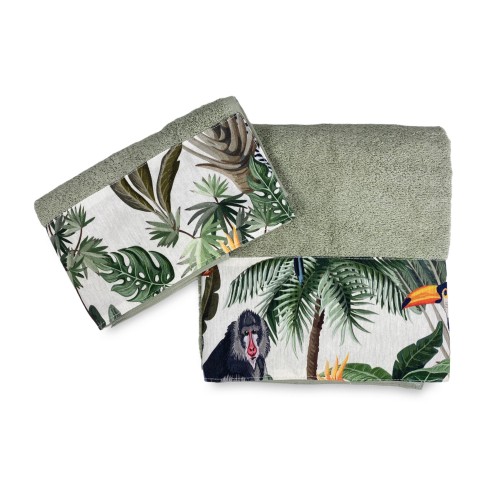 JUNGLE towel SET in pure cotton Made in Italy