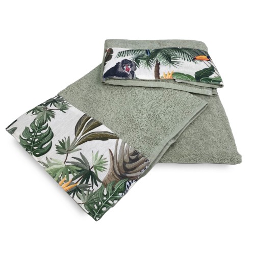 Set serviettes avec bord JUNGLE en pur coton Made in Italy