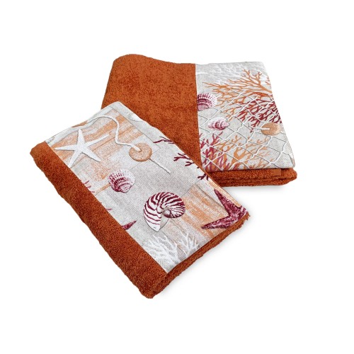 SET serviettes avec bordure RED CORALLI en pur coton Made in Italy