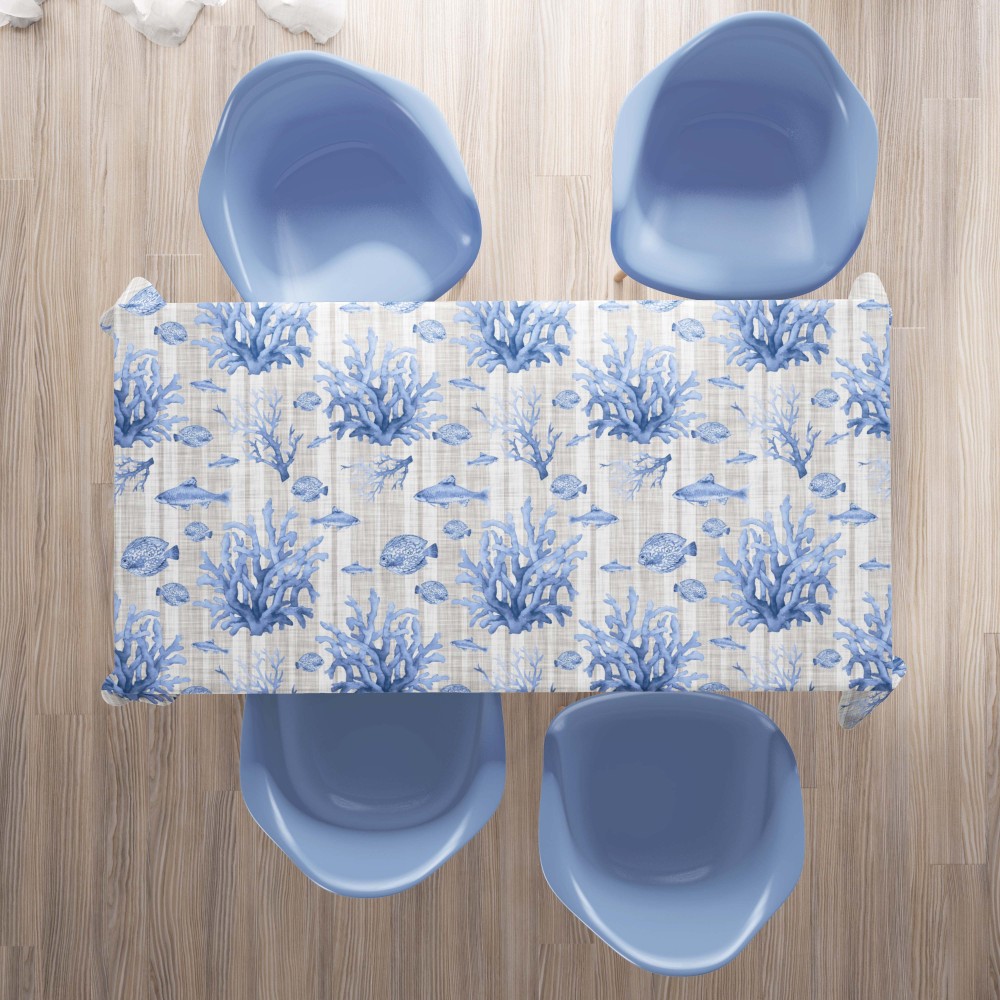 NAPPE RÉSISTANTE AUX TACHES RESINATA TORINO POISSON DE MER Mer bleu mer