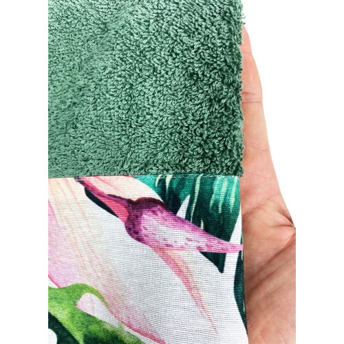 SET de serviettes avec bordure FLAMINGO en pur coton Made in Italy