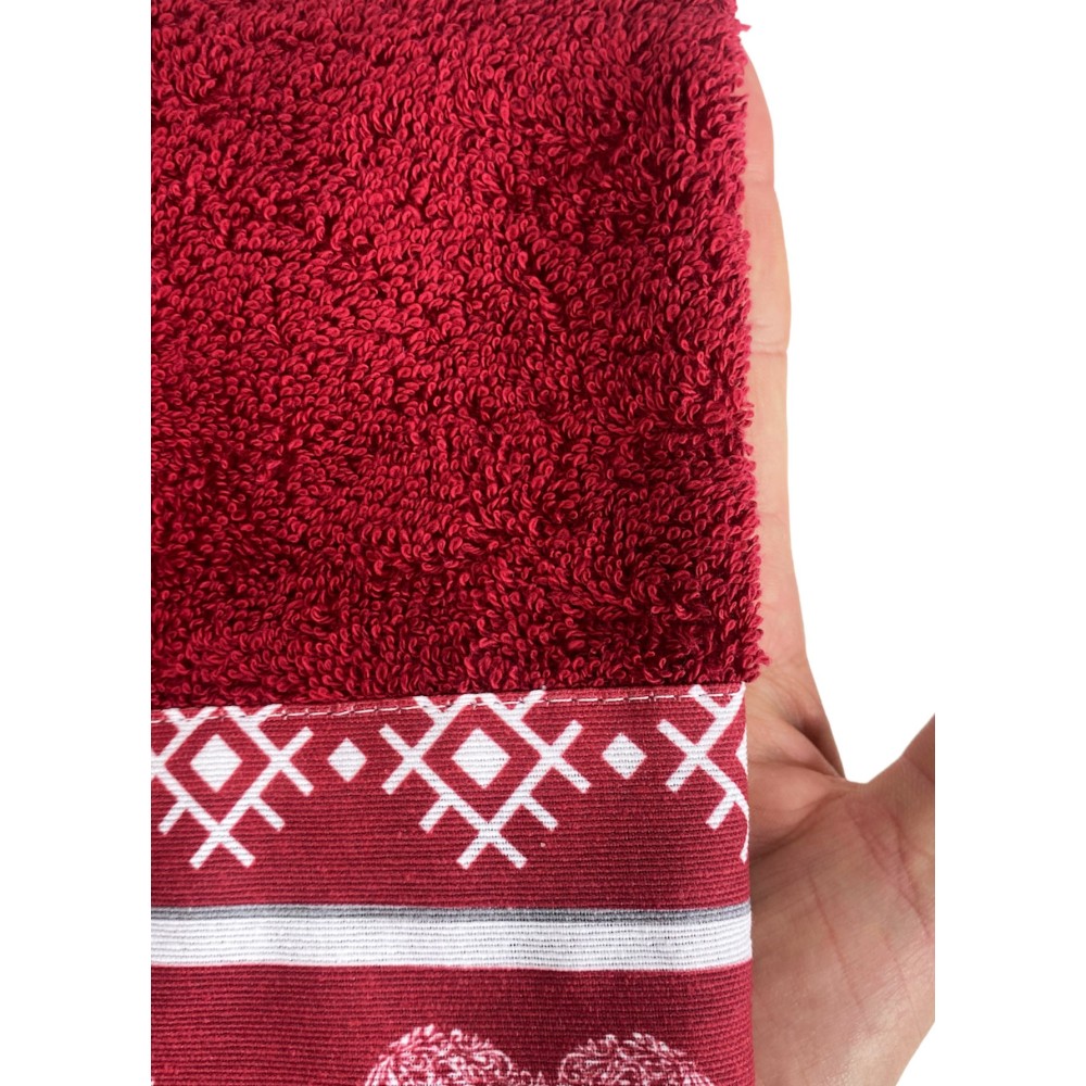 SET towels with Tyrolean border RED HEART in pure cotton Made in Italy