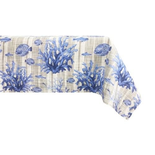 STAIN-RESISTANT TABLECLOTH RESIN-COATED TORINO sea FISH Blue sea sea