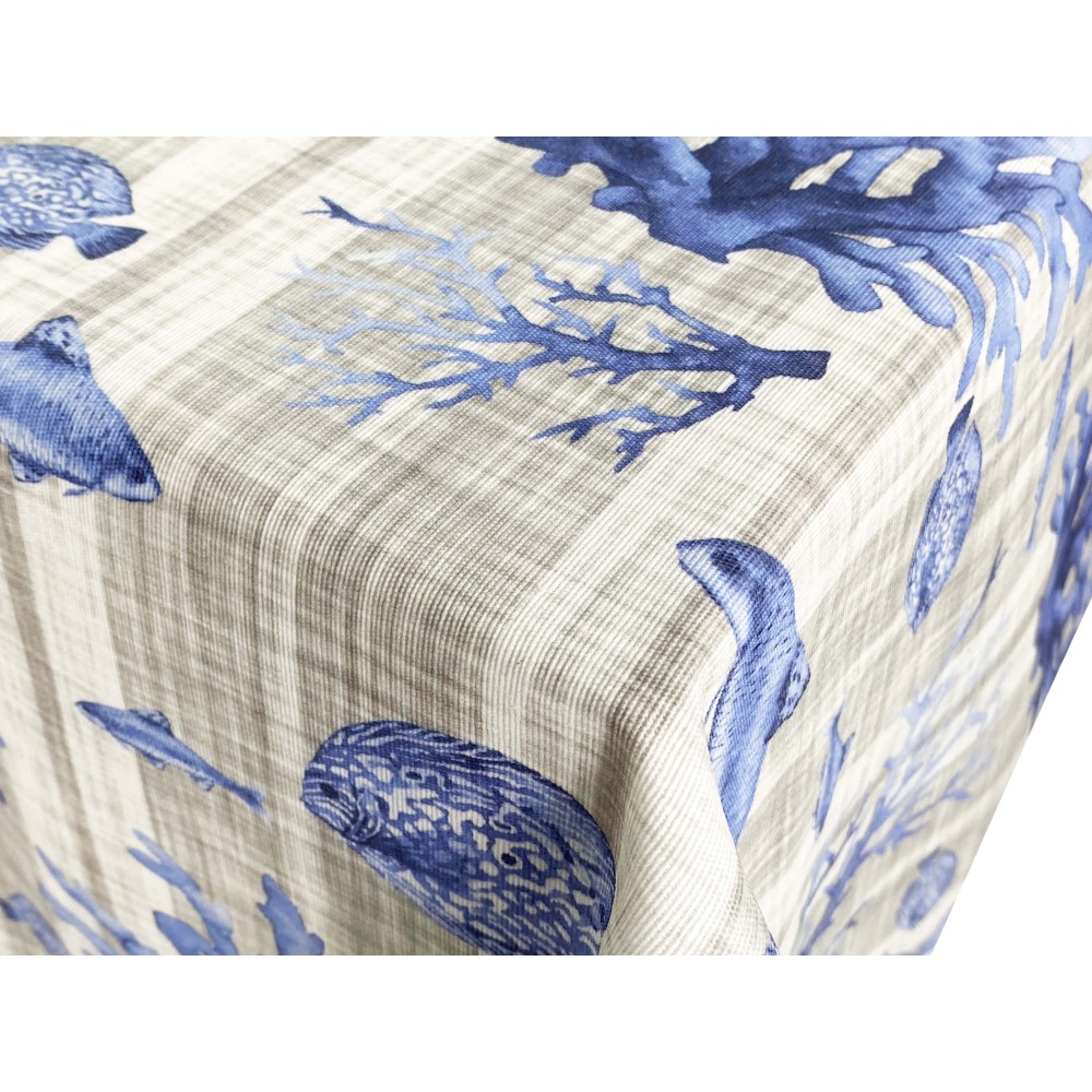 NAPPE RÉSISTANTE AUX TACHES RESINATA TORINO POISSON DE MER Mer bleu mer