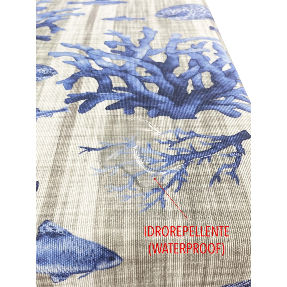 STAIN-RESISTANT TABLECLOTH RESIN-COATED TORINO sea FISH Blue sea sea