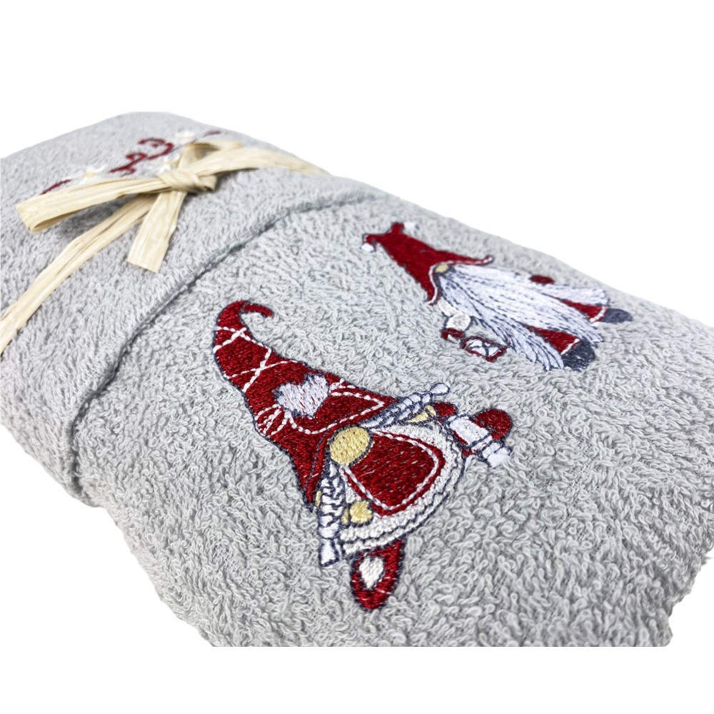 SET Towels TIROLO Tyrolean ELFI ELFO grey in pure cotton