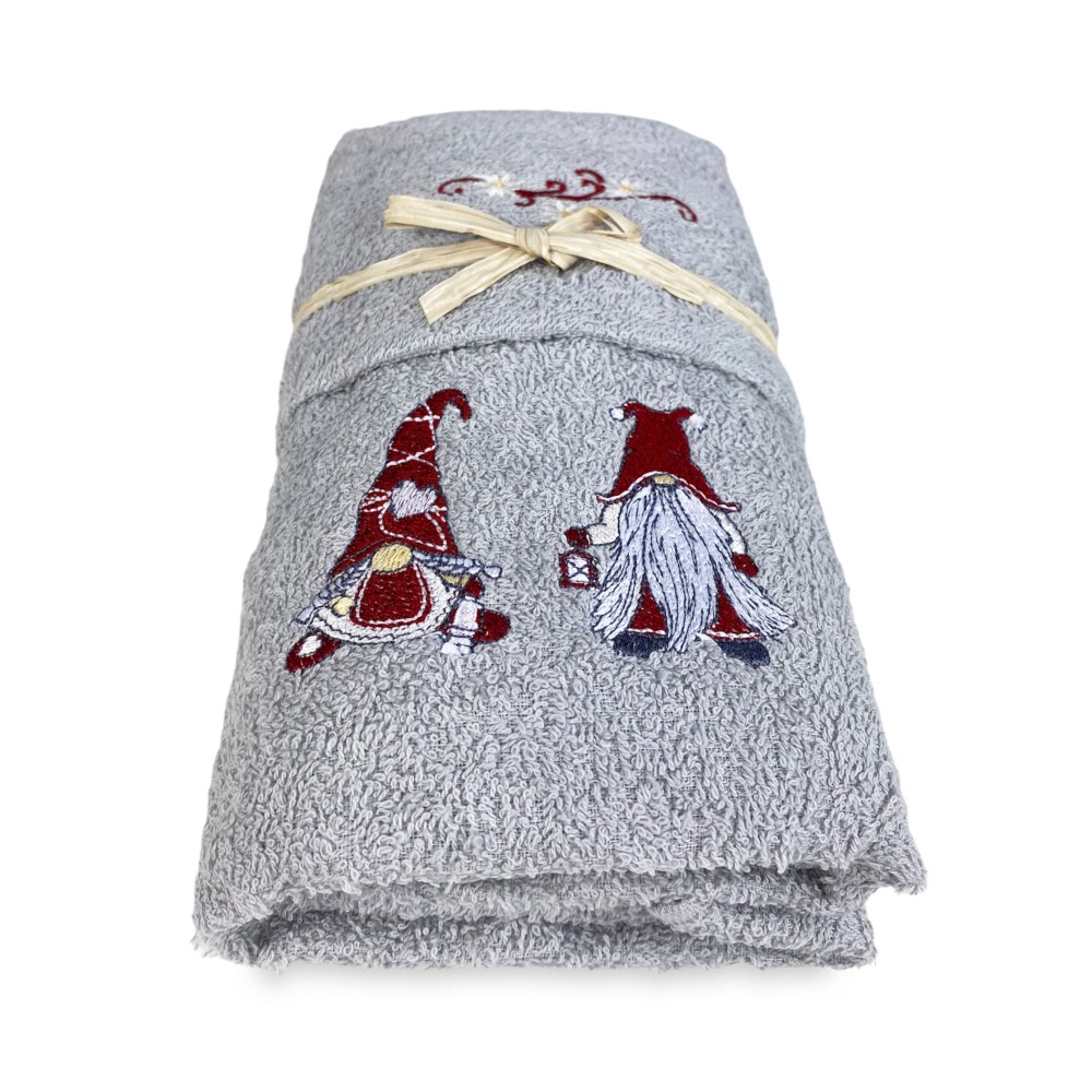 SET Handtücher TIROLO Tyrolean ELFI ELFO grau aus reiner Baumwolle