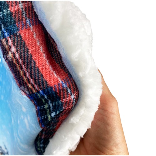 Manta a cuadros FORRO POLAR SHERPA TRINEO FOTOGRÁFICO DIGITAL OSITO DE PELUCHE