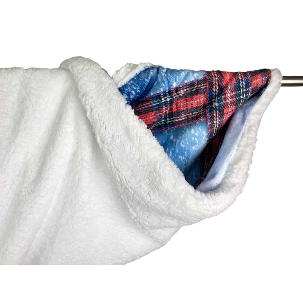 PLAID Decke FLEECE SHERPA DIGITALER FOTOGRAFISCHER SCHLITTEN Teddybär