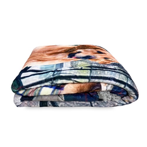 PLAID Blanket FLEECE SHERPA DIGITAL Photo Labrador Dog