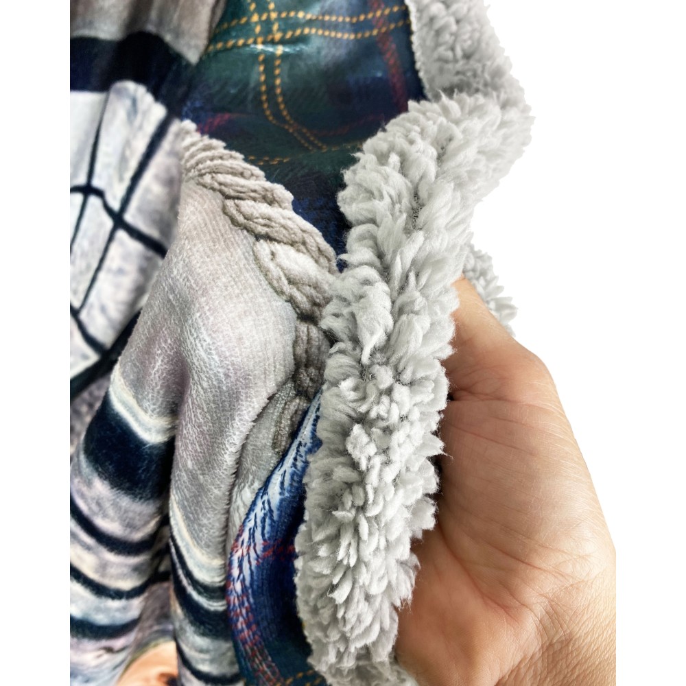 PLAID Blanket FLEECE SHERPA DIGITAL Photo Labrador Dog