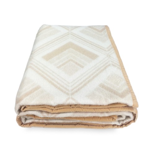 SQUARE BLANKET in genuine Pure WOOL soft and warm color Natural