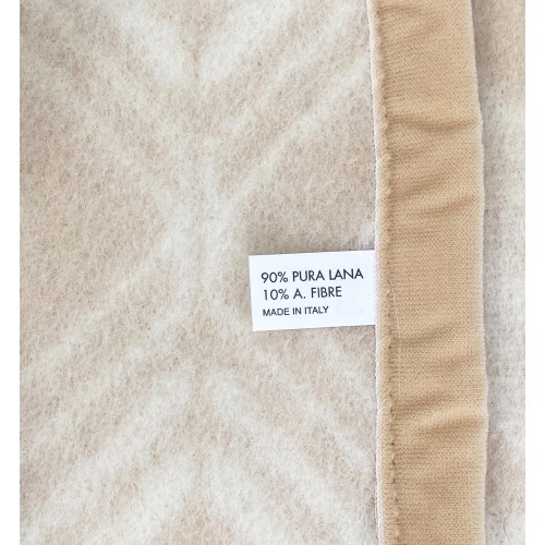 SQUARE BLANKET in genuine Pure WOOL soft and warm color Natural