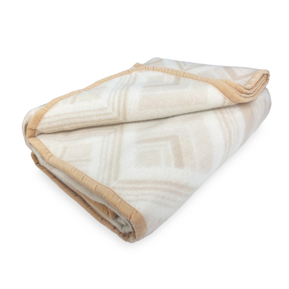 SQUARE BLANKET in genuine Pure WOOL soft and warm color Natural