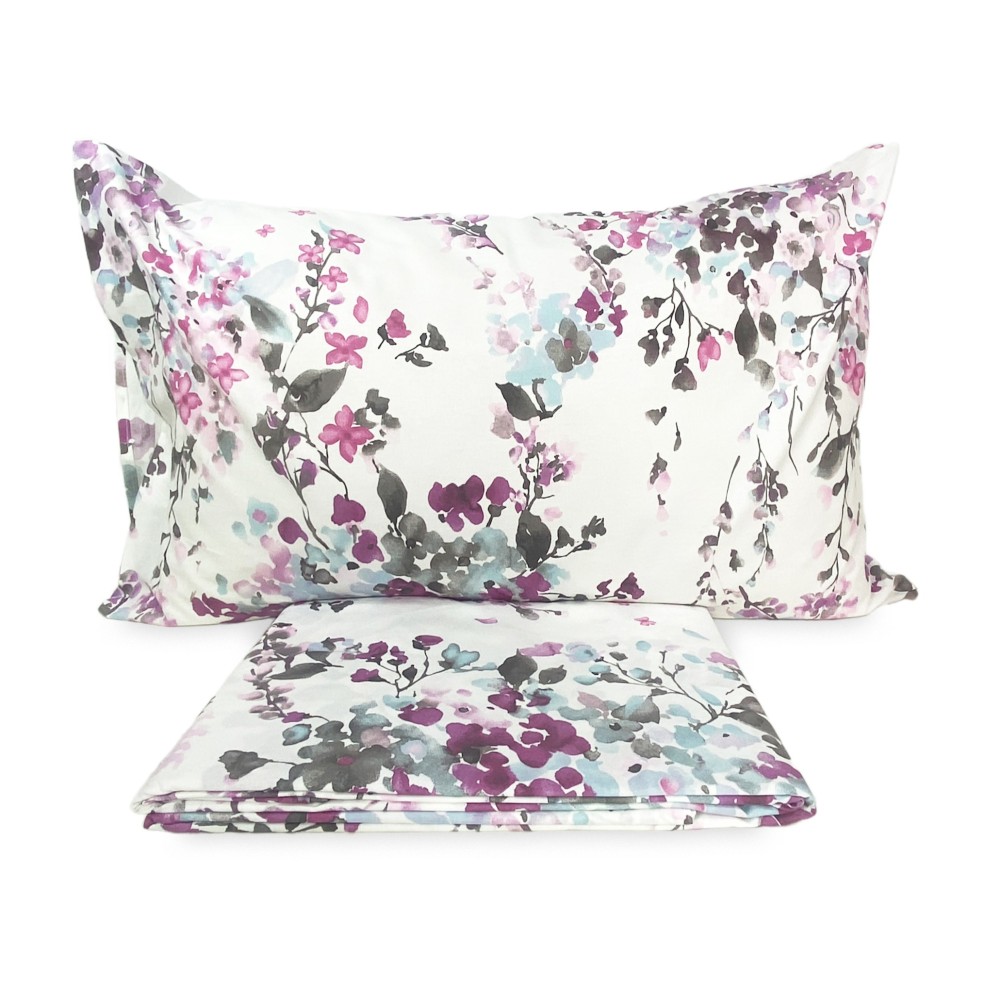 FLOWER DUVET COVER Painted Pink in Pure Cotton Made in Italy