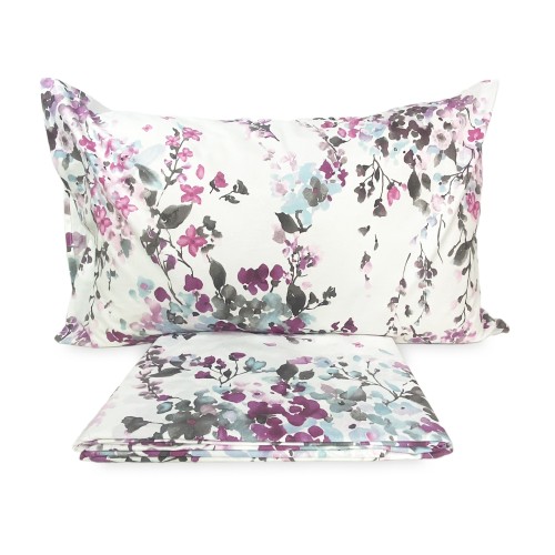 BLUMEN-BETTBEZUG Rosa lackiert aus reiner Baumwolle Made in Italy