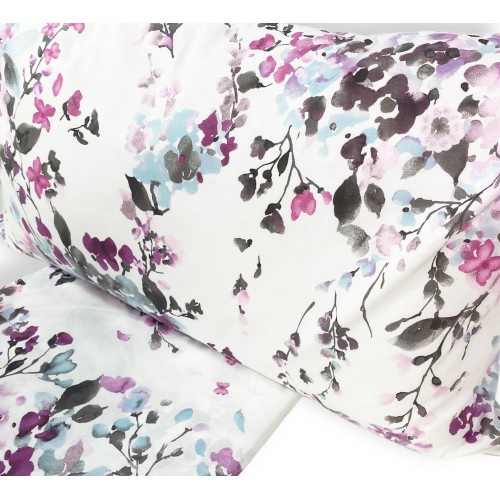 BLUMEN-BETTBEZUG Rosa lackiert aus reiner Baumwolle Made in Italy