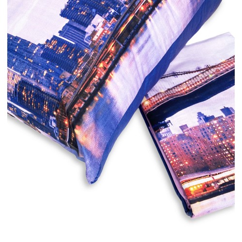 Couvre-lit complet imprimé numérique New York Couvre-lit avec sac pour lit doubles