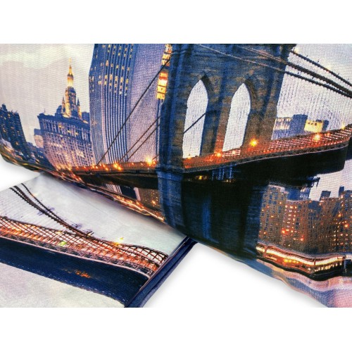 COMPLETO LENZUOLO COPRILETTO stampa DIGITALE COPRILETTO NEW YORK con sacco KEEP MATRIMONIALE 2 piazze