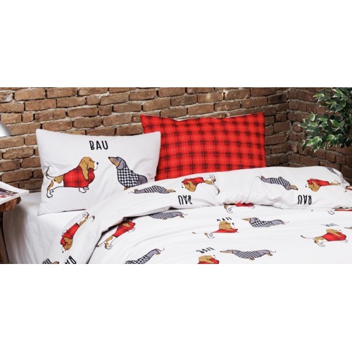 DUVET COVER CAPPILINI Red in Pure Cotton Extra Double Face