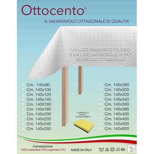 TABLE PROTECTOR UNDER TABLECLOTH white Rubberized non-slip with RUBBY© sponge