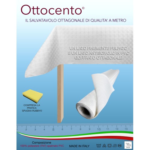 PROTECTOR DE MESA POR METROS BAJO MANTEL H. 140 cm. PROTECTOR DE MESA BLANCO Hecho a MEDIDA Goma antideslizante con esponja RUBB