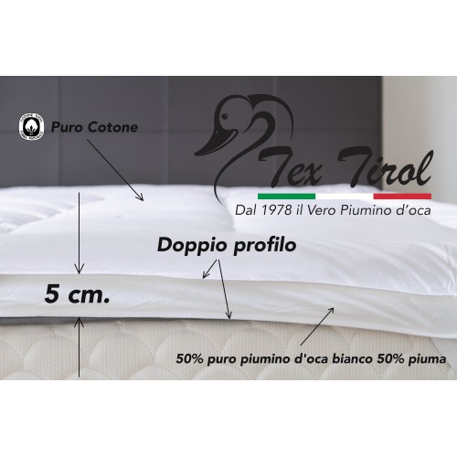 TOPPER pour matelas en duvet d’oie TEX TIROL © DOLOMITI 50% duvet d’oie / 50% plume d’oie