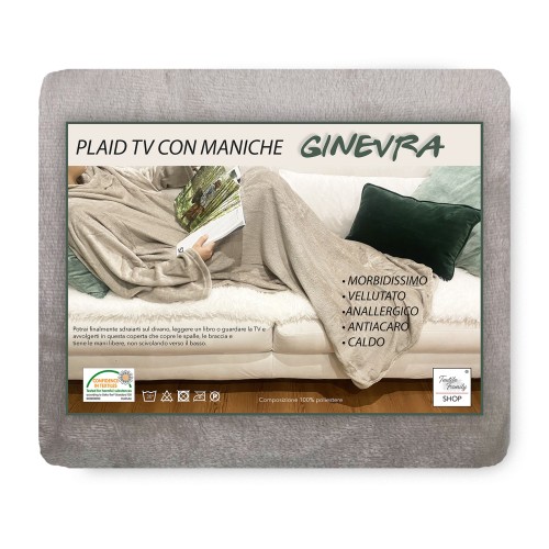 PLAID TV BLANKET aus weichem Fleece mit weichen und samtigen ÄRMELN