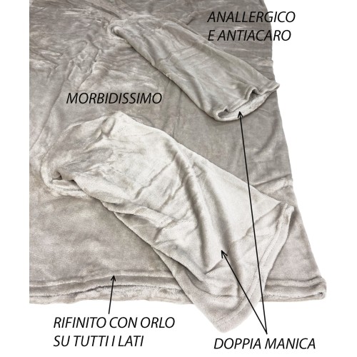 COPERTA PLAID TV in Morbido pile Con MANICHE Soffice e Vellutato