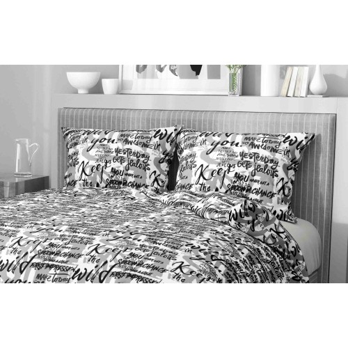 Housse de couette ÉCRITE Écritures modernes en microfibre douce Made in Italy