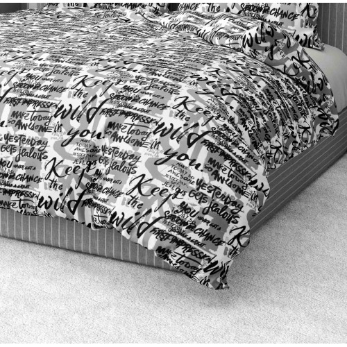 DUVET COVER WRITTEN Modern in soft Microfiber Made in Italy
