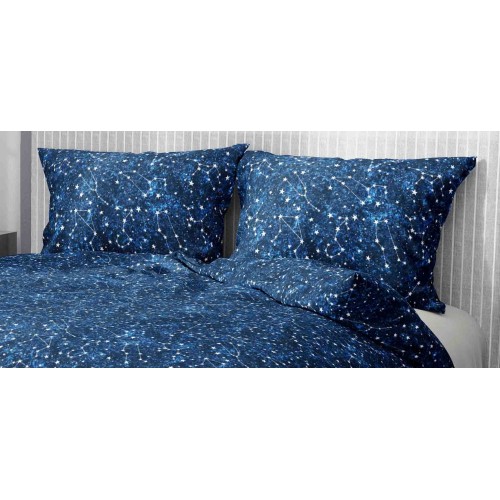 CONSTELLATION DUVET COVER Blue in soft Microfiber Made in Italy
