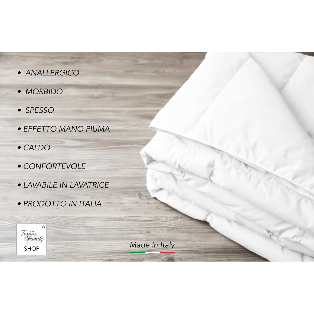 PIUMINO interno SINTETICO ANALLERGICO Bianco INVERNALE 300 gr./mq.