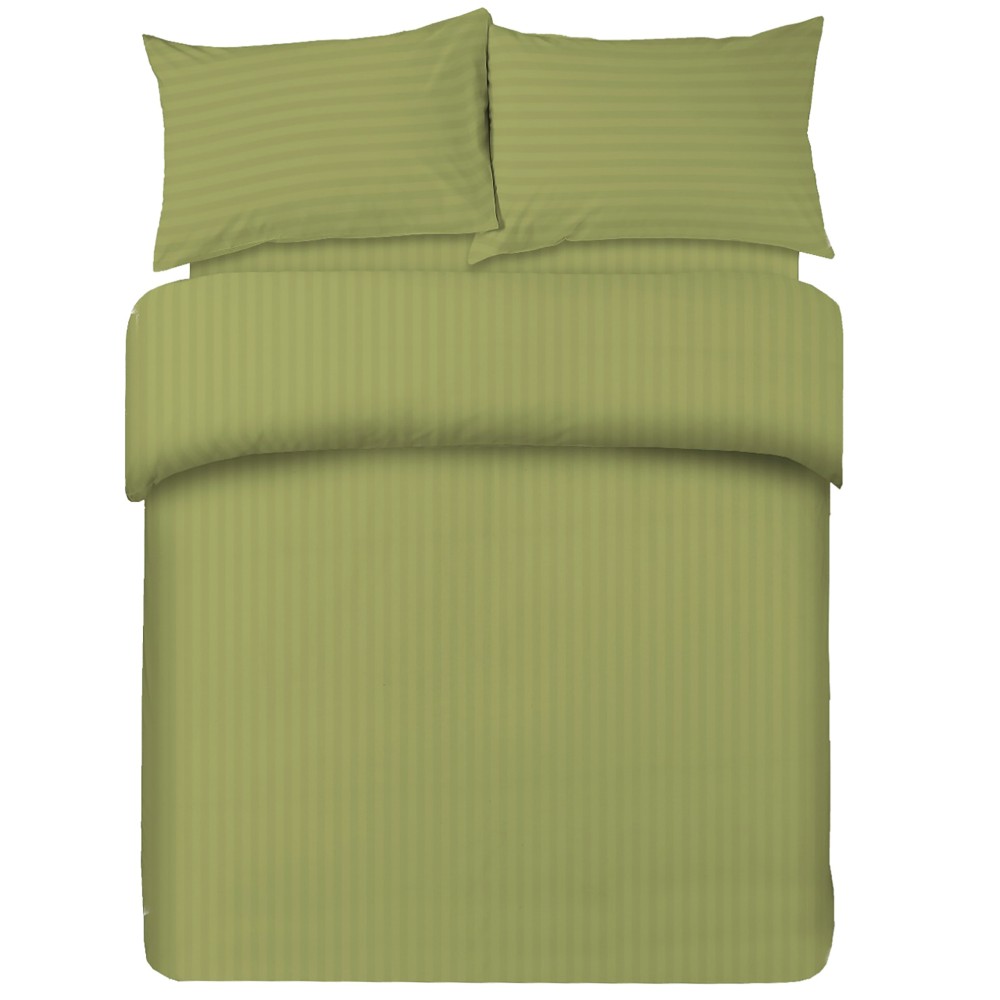DUVET-COVER Rasatello rayé en COULEUR UNIE Double Olive cm. 250x200