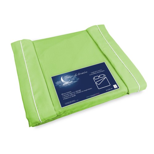 LAKENSET aus weicher Mikrofaser SOLID ACID GREEN Double 2 SQUARES ohne Bügeleisen