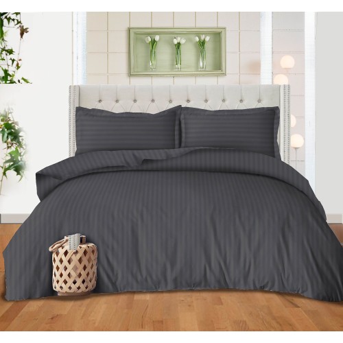 DUVET COVER SATELLO Striped in SOLID COLOR Dark Grey Double cm. 250x200 mm