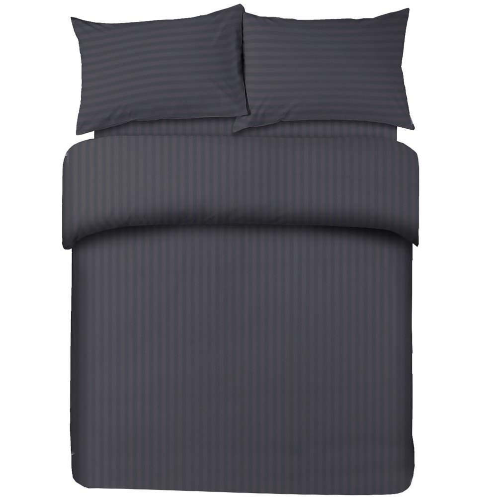 DUVET COVER SATELLO Striped in SOLID COLOR Dark Grey Double cm. 250x200 mm