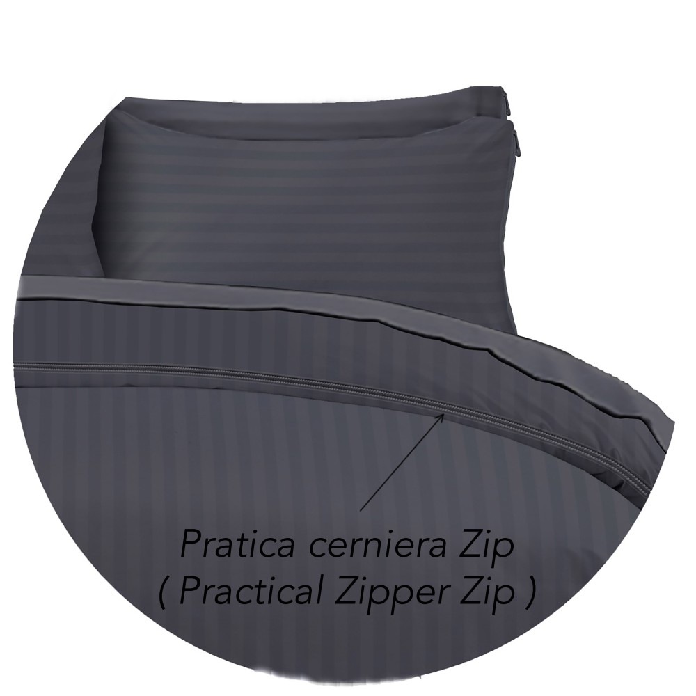 DUVET COVER SATELLO Striped in SOLID COLOR Dark Grey Double cm. 250x200 mm