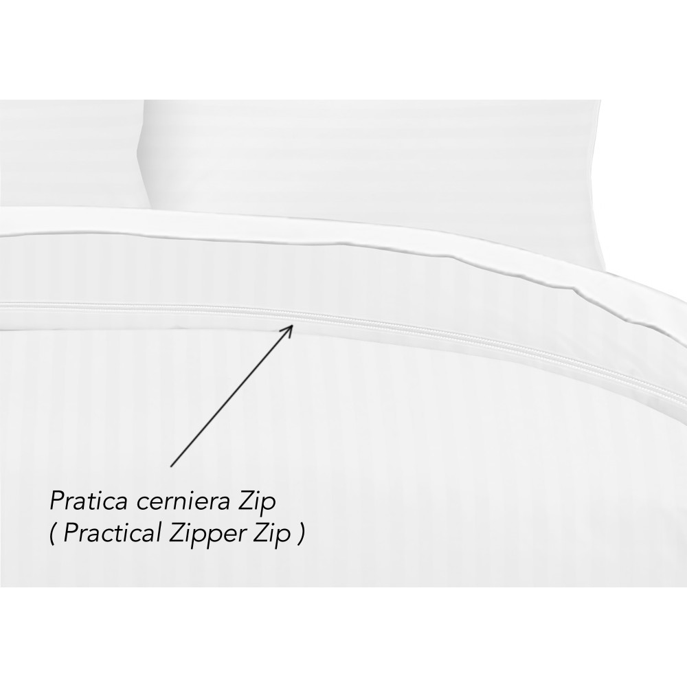 DUVET COVER SATEEN Striped in SOLID COLOR White Double cm. 250x200 mm