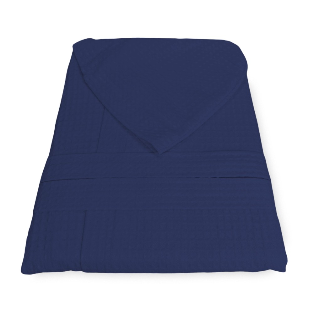 Peignoir© Nid d’abeille en pur coton avec hotte adulte BLEU FONCÉ