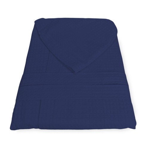 Peignoir© Nid d’abeille en pur coton avec hotte adulte BLEU FONCÉ