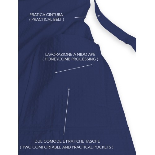 Albornoz BEE Bee© Nest en Puro Algodón con Capucha para Adultos AZUL OSCURO