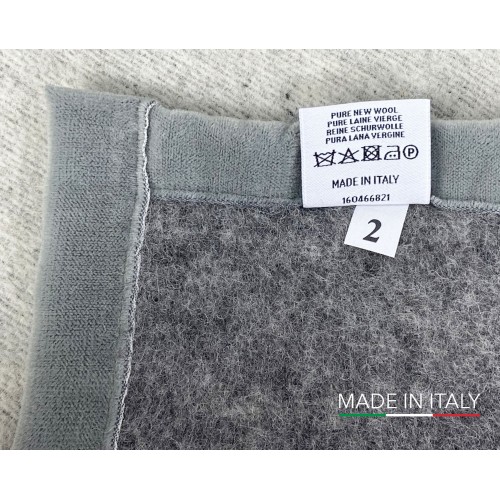 COPERTA BICOLOR in vera pura LANA vergine  morbida e calda GRIGIO Melange