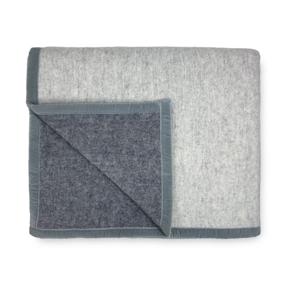 TWO-TONE BLANKET in genuine pure virgin WOOL soft and warm GREY Melange